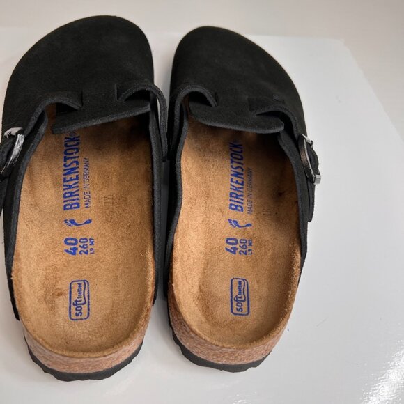 Birkenstock Sandal Women 9 Leather Flat Slide Clog Strap Boston Party Core Ni - Picture 6 of 9